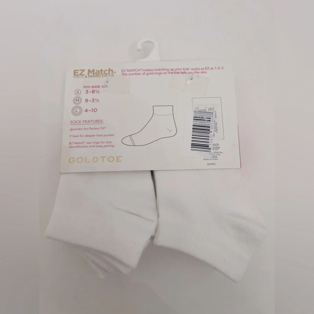 Gold Toe Girl Flat Knit Quarter Socks Girl’s Size Large Fits Shoe Size 4…